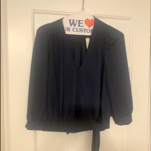 Madewell navy crop blouse, 3/4 sleeves. Size 0